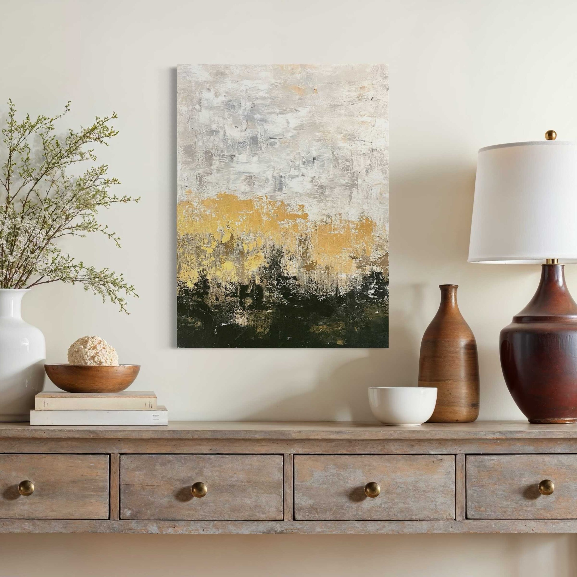 Absztrakt festmény - Domb – 50x70 cm – fekete, piros és fehér